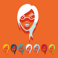 Flat design: face girl