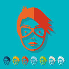 Flat design: face girl