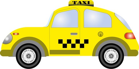 Yellow taxi hatchback retro