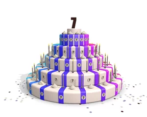 Deurstickers Verjaardag feest - taart met zeven © emieldelange