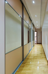 indoor house corridor closet with sliding doors