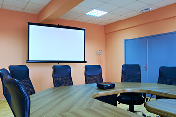 Fototapeta na wymiar Conference room screen projector 