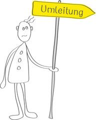 Mann mit Umleitungsschild, Vektor