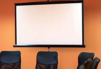 Conference room empty projector screen