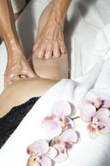 Obraz na płótnie Canvas Spa treatment, anti cellulite massage and aromatherapy orchids