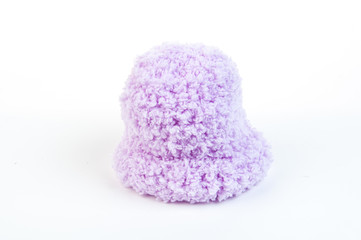 Violet newborn knitting wool on isolate white background