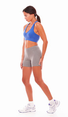 Sporty young woman suffering ruptured tendon