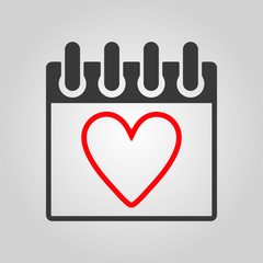 The calendar icon. Valentines day symbol.