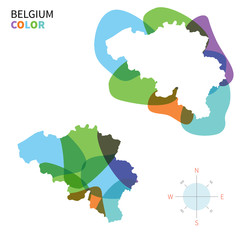 Abstract vector color map of Belgium