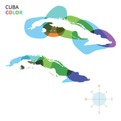 Abstract vector color map of Cuba