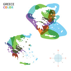 Abstract vector color map of Greece