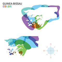 Abstract vector color map of Guinea-Bissau