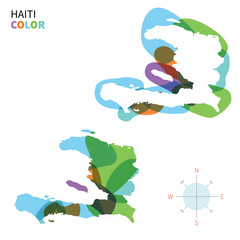 Abstract vector color map of Haiti