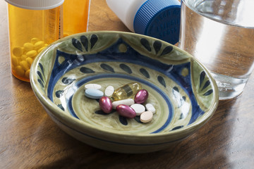 multiple pills in bowl