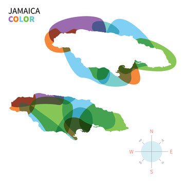 Abstract vector color map of Jamaica