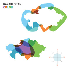 Abstract vector color map of Kazakhstan