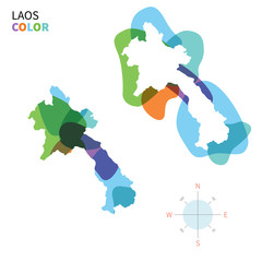 Abstract vector color map of Laos