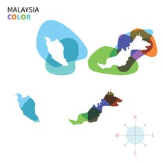 Abstract vector color map of Malaysia