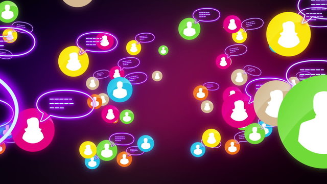 Social network loop media concept night neon