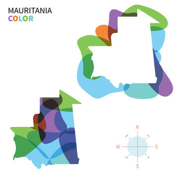 Abstract vector color map of Mauritania