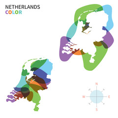 Abstract vector color map of Netherlands