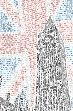 Poster with a picture of Big Ben. Vector