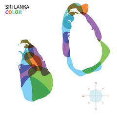 Abstract vector color map of Sri Lanka