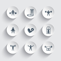 Exercises, trendy round 3d icons vector illustration, eps10