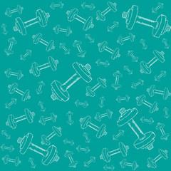 Sports pattern dumbbells for the gym, flat style vector