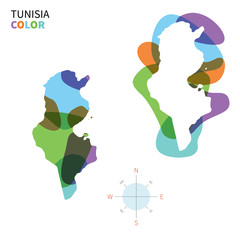 Abstract vector color map of Tunisia