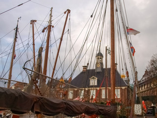 Leer, ancient boats moored in the marina