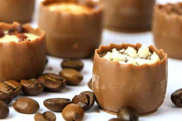 Assorted chocolate confectionery with coffee beans
