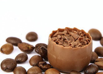 Assorted chocolate confectionery with coffee beans