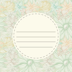 Seamless flowers pattern with frame label