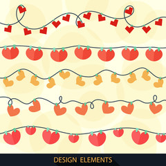 Valentines Day greeting card with garlands