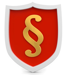 Rotes Schild mit Paragraph gold