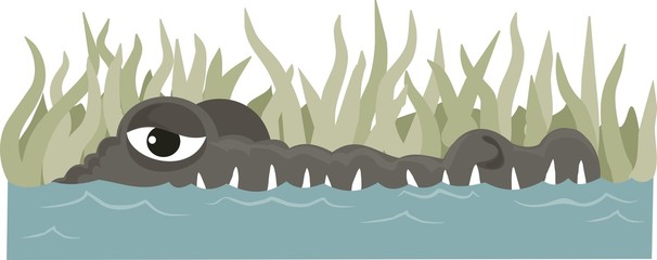 Crocodile in reeds