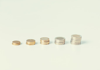 stack of coins in one row