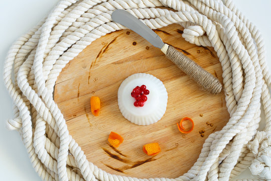 Top View Of The Panna Cotta With Berries