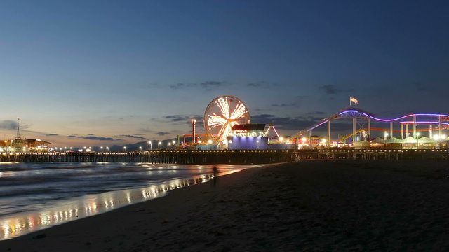 Santa Monica Pier Night with Zoom Out
