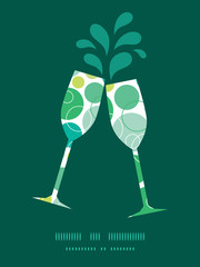 Vector abstract green circles toasting wine glasses silhouettes