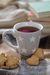 Cozy winter cup with cookies