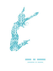 Vector light blue swirls damask jumping girl silhouette pattern