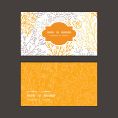 Vector magical floral horizontal frame pattern business cards