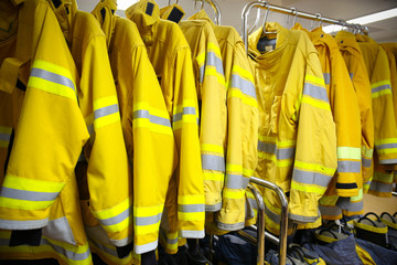 firefighter suit and equipment ready for operation.