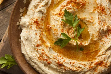 Fotobehang Healthy Homemade Creamy Hummus © Brent Hofacker