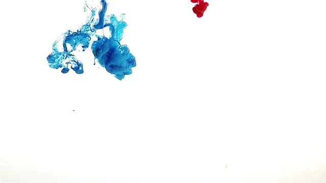 Ink color drop, blue and red color lines