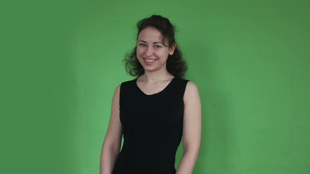young girl happy green screen