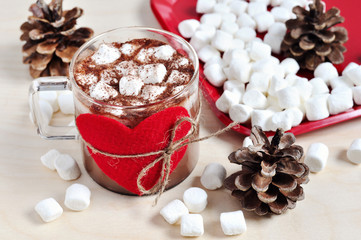 Hot chocolate with marshmellows for St. Valentines
