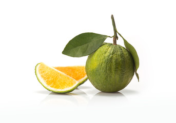 sweet green Oranges fruit  isolated on white background